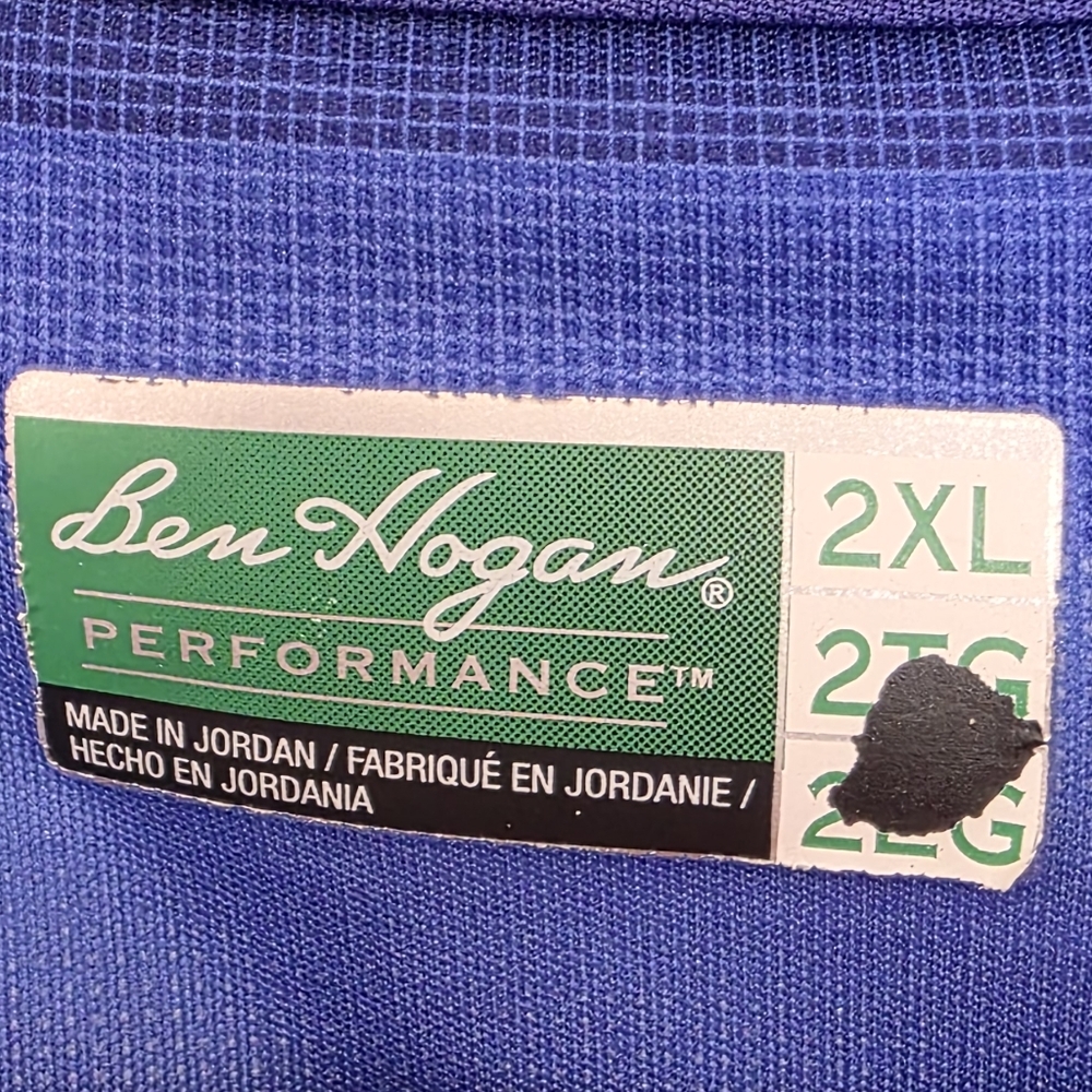 Ben Hogan Performance Blue Striped Short-Sleeve Polo - Picture 2 of 2